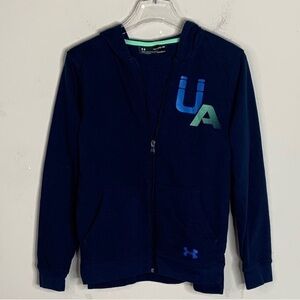 Under Armour Boys Hoodie Loose Fit Logo Sweatshirt Dark Navy Blue Size Youth XL